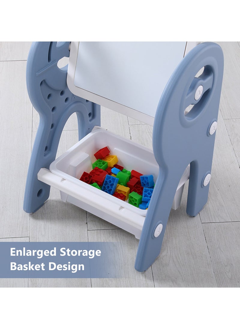 2 in 1 Kids Activity Table and Chair Set with Building Block Table,  Erasable Magnetic Graffiti Drawing Board, 360° Rotatable with Storage Box, 40*33*70cm