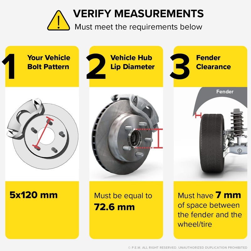 StanceMagic 2pcs 7mm 5x120 Hubcentric Wheel Spacers (72.6, 72.56 Bore) Compatible with BMW 128i 135i 318i 320i 325i 328i 335i M3 428i 435i M4 525i 528i 530i 535i M5 Z3 Z4 640i 645ci E36 E46 E90 E92 E93 F10 F30 - Image 3