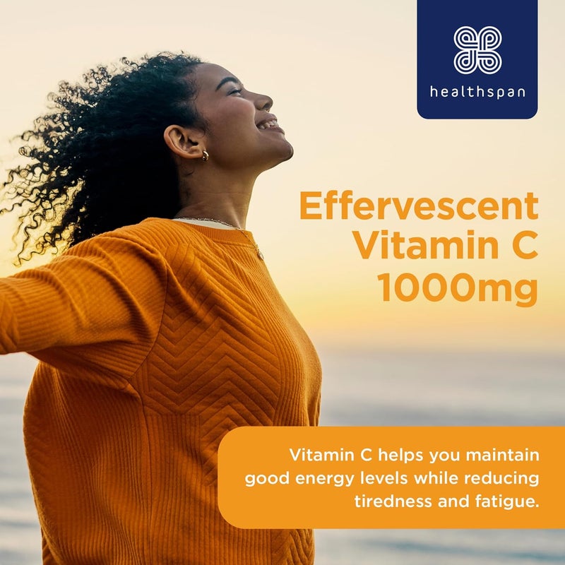 Healthspan Orange Effervescent Vitamin C 1000mg 40 Tablets Supports Immune Nervous Systems Maintain Good Energy Levels ZeroSodium to Help Maintain Normal Blood Pressure Vegan - Image 3