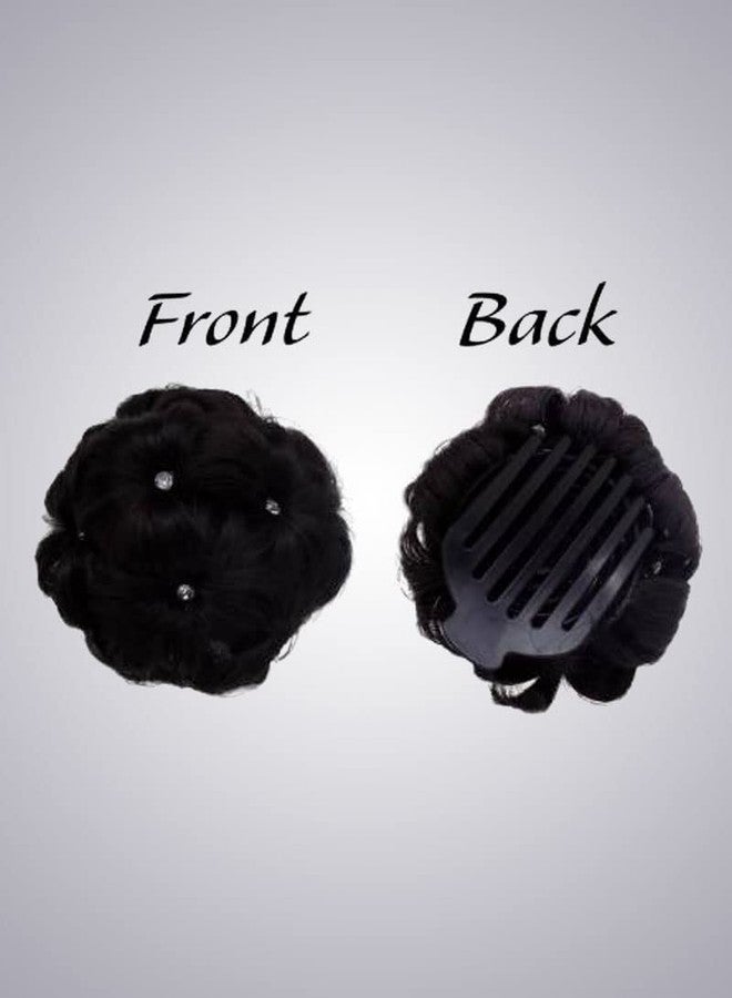 BeatStock Womens Artificial Crystal Hair Bun in Black colour - Image 4