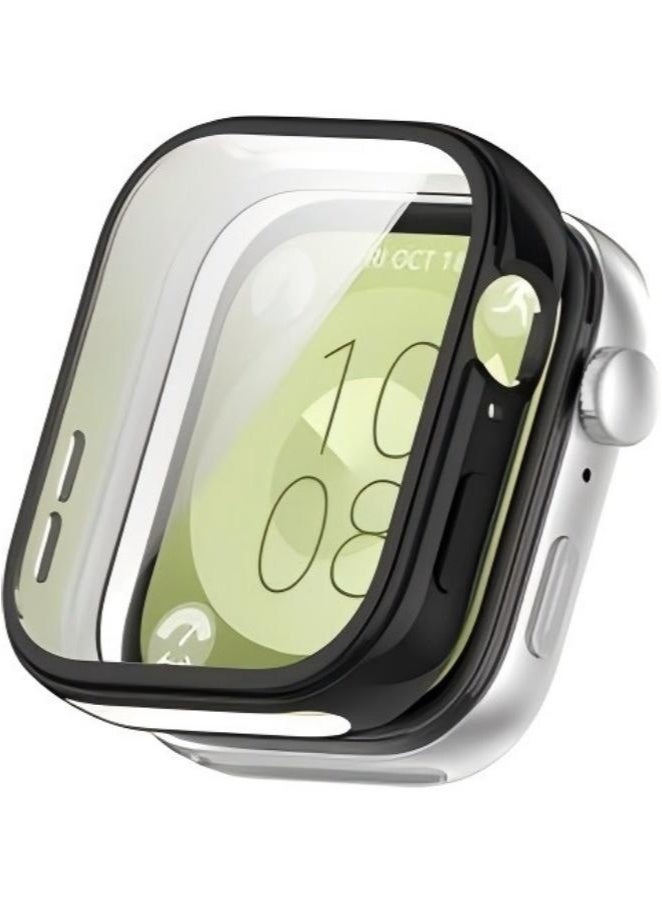 Huawei Watch Fit 3 Case, Soft TPU Plated Bumper All-Around Slim Protective Cover Accessories for Huawei Watch Fit 3 (Black) - Image 1