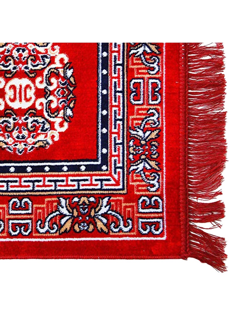 Kuber Industries Traditional Carpet/Pooja Mat|Square Shape & Soft Velvet Material|Maditation Prayer Rectangular Mat|Size 60 X 60 Cm (Red) - Image 5