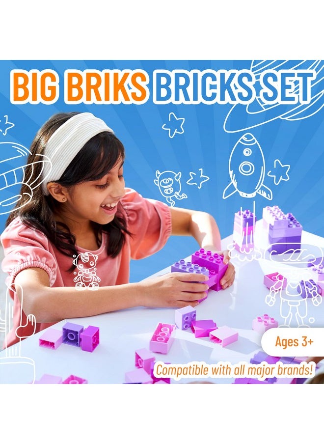 Strictly Briks Strictly Briks Compatible with Lego Duplo Toy Large Building Blocks for Kids and Toddlers, Big Bricks Gift Set for Ages 3 and Up, Pink, Magenta, Lavender and Purple, 108 Pieces  - Image 2