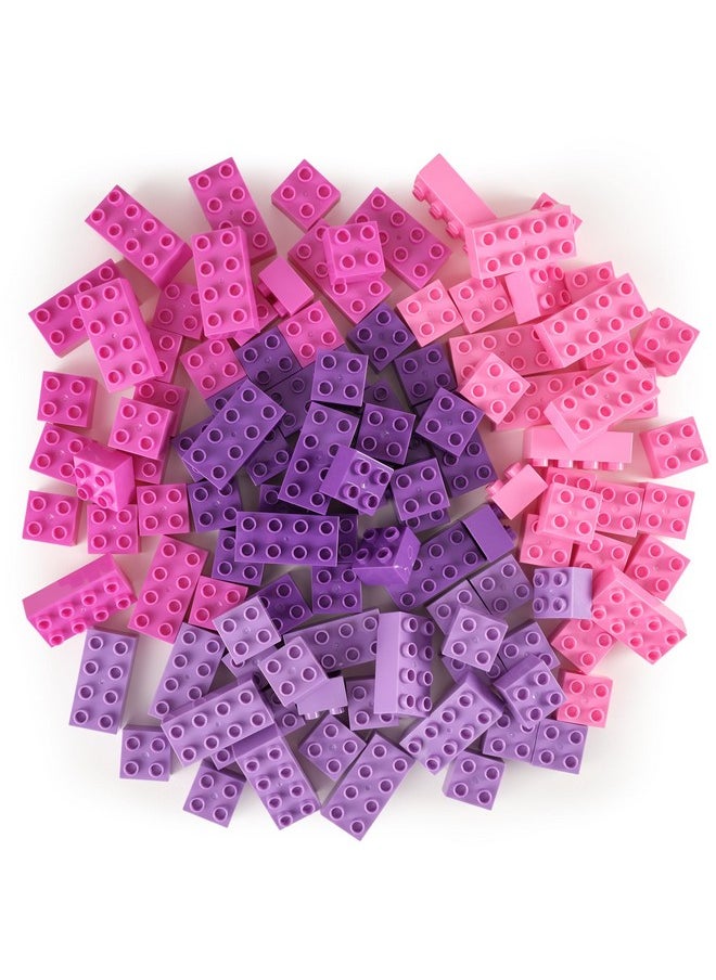 Strictly Briks Strictly Briks Compatible with Lego Duplo Toy Large Building Blocks for Kids and Toddlers, Big Bricks Gift Set for Ages 3 and Up, Pink, Magenta, Lavender and Purple, 108 Pieces  - Image 1