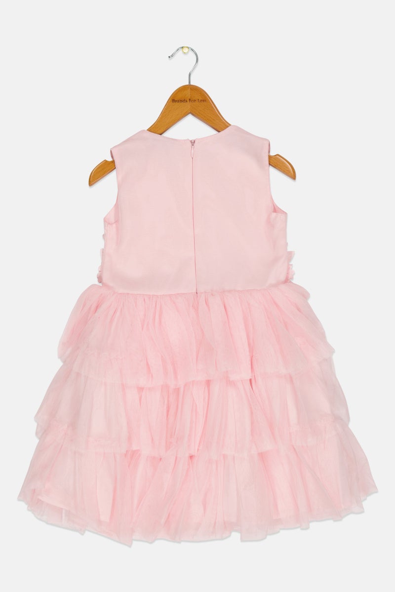 Lunamoon Toddlers Girl Textured Party Dress, Pink - Image 2
