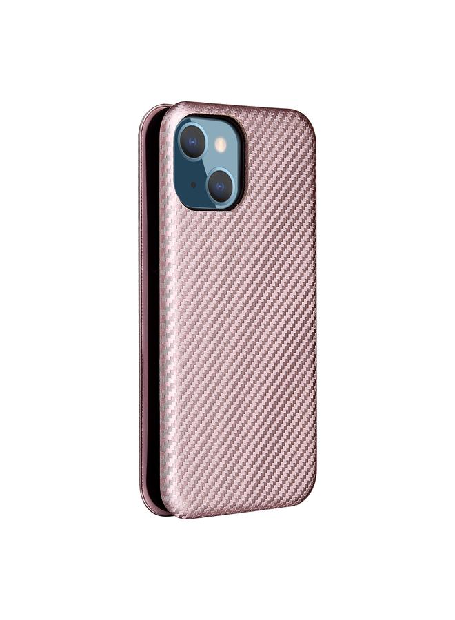 زبون جراب لهاتف iPhone 13 mini مصنوع من ألياف الكربون مع قلاب أفقي من مادة TPU + PC + جلد PU مع فتحة للبطاقات - Image 3