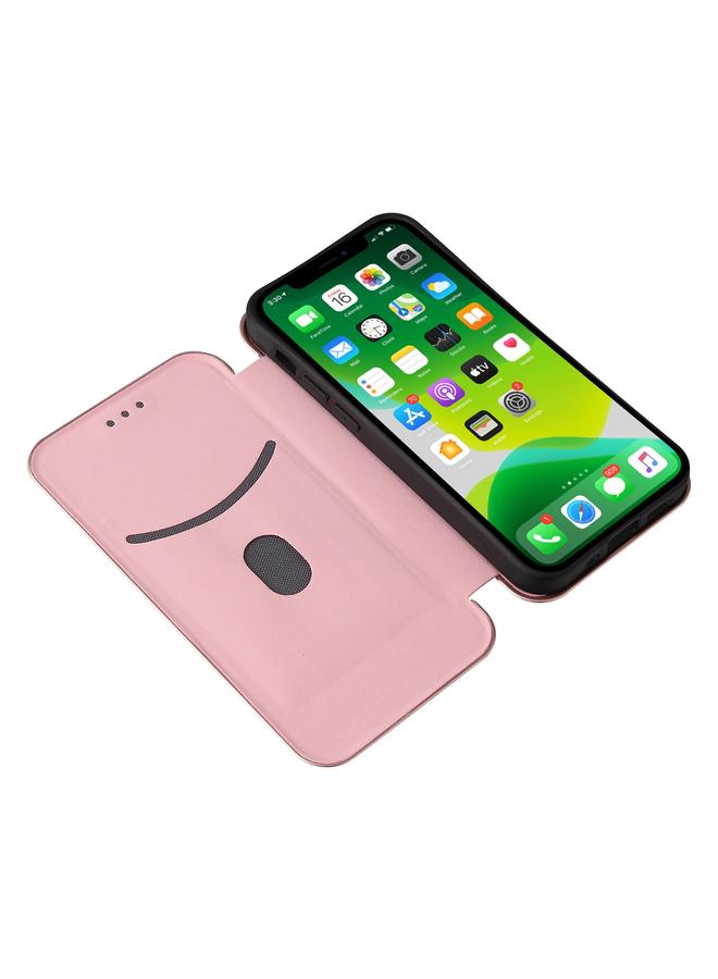 زبون جراب لهاتف iPhone 13 mini مصنوع من ألياف الكربون مع قلاب أفقي من مادة TPU + PC + جلد PU مع فتحة للبطاقات - Image 5