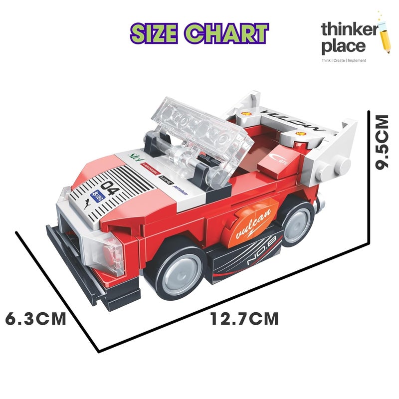 ThinkerPlace 8-in-1 Speed Racing Cars Vulcan (99 Pieces) | Learn About Electric Vehicles | Building Block Set for Kids Age 6+ | STEM Educational Toy | Build, Collect & Create Big-Size Racing Car - Image 5