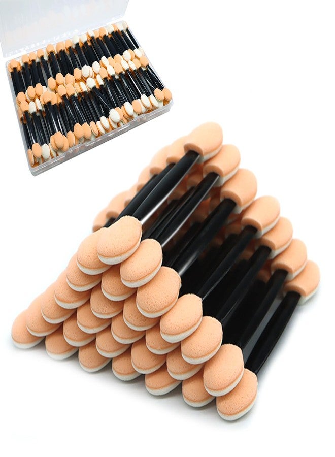 keepsweat Dual Sides Disposable Eyeshadow Applicators, 120Pcs Sticks With Sponge Tip, 2.4 Inch Brush With Container for Eye Makeup - Women and Girls - Image 1