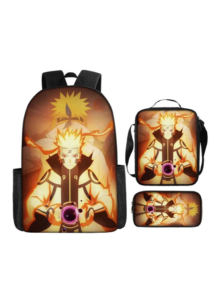Naruto The new Naruto backpack, pencil case, shoulder bag, three-piece suit, men's and women's leisure sports travel backpack, student school backpack - Image 1