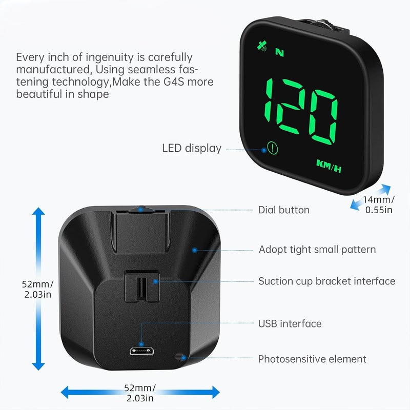 عداد سرعة G4S الجديد HUD GPS رقمي KPH MPH عرض أمامي للسيارات والشاحنات، إنذار تجاوز السرعة، عالمي، كابل USB للتوصيل والتشغيل - Image 3