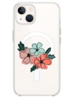 Magnetic Case for iPhone 13 6.1-inch Compatible with MagSafe Wireless Charging, Shockproof Phone Bumper Cover Flowers