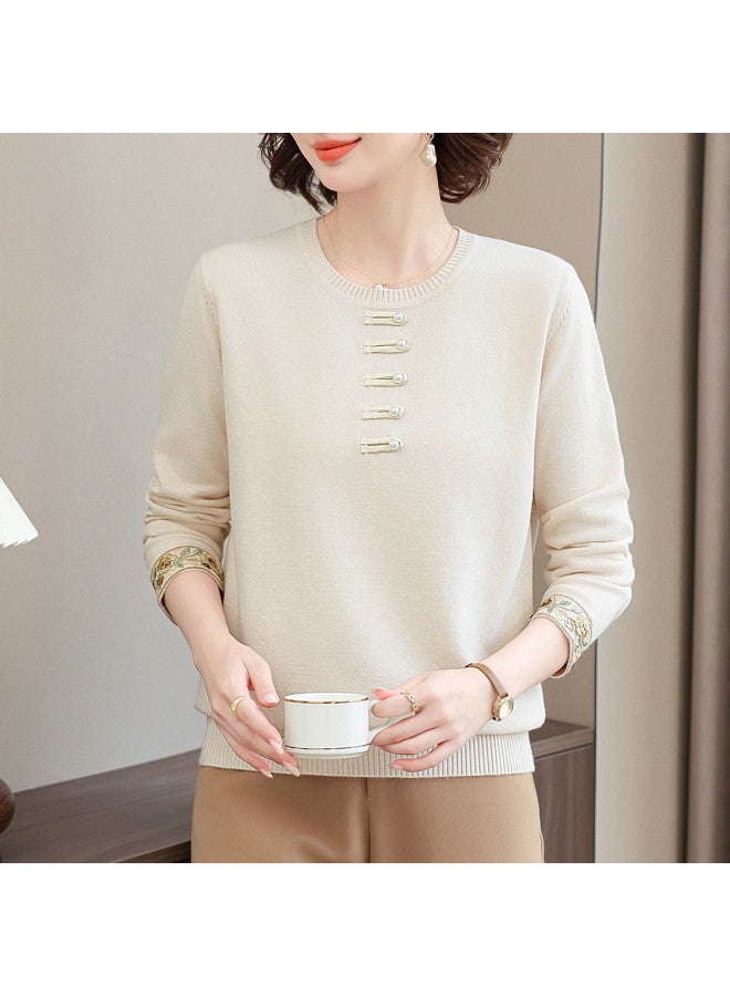 Tucano Autumn Round Neck Long Sleeve Knitted Top With Design-Forward Frog Closure For Women - Image 4