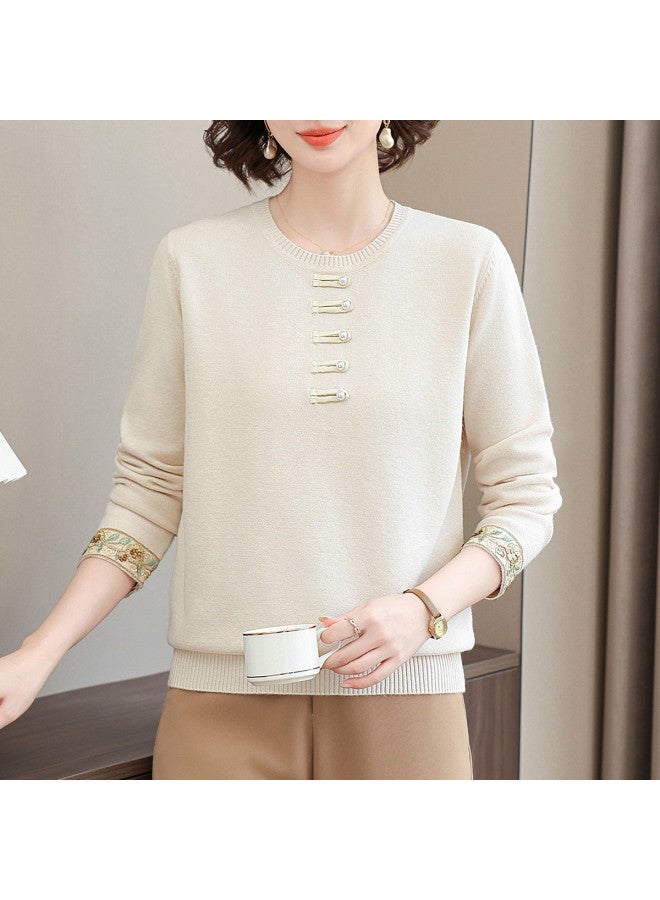 Tucano Autumn Round Neck Long Sleeve Knitted Top With Design-Forward Frog Closure For Women - Image 5