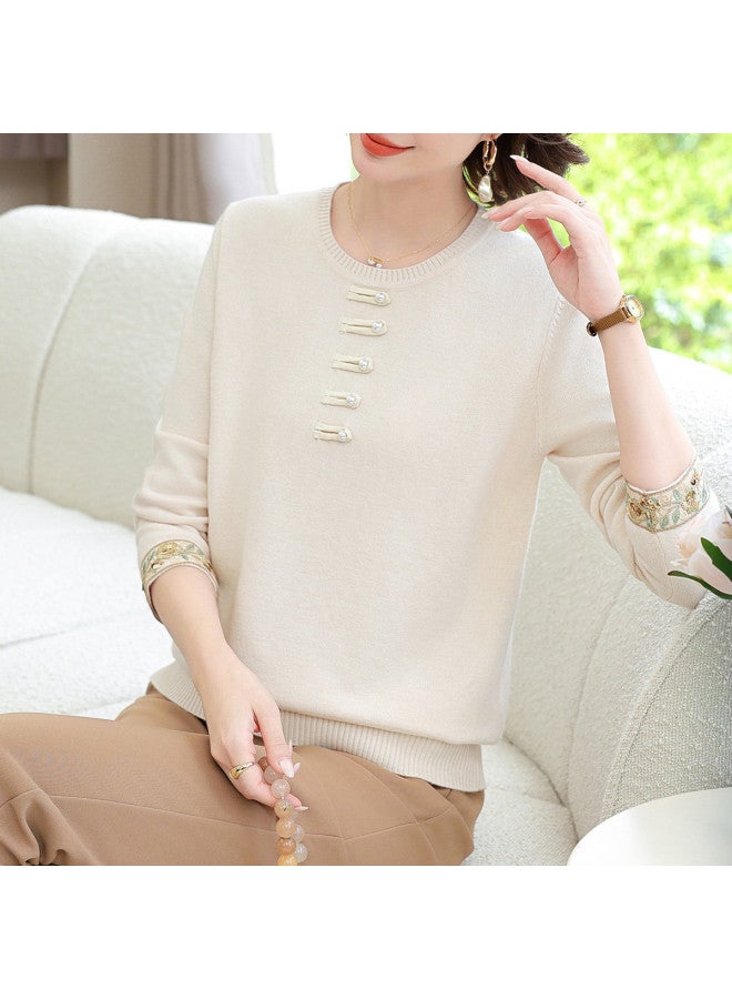 Tucano Autumn Round Neck Long Sleeve Knitted Top With Design-Forward Frog Closure For Women - Image 3