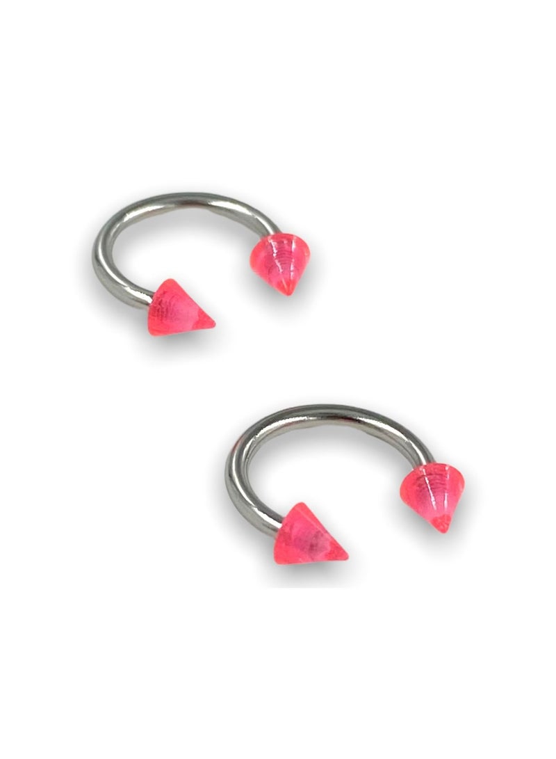 إكس 8 بودي هاردوير الفولاذ المقاوم للصدأ الجراحي 316L سبايك دائري وردي أكريليك - Image 1