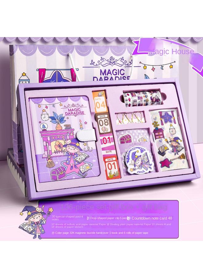 Bluejw Hand Account Book Gift Box Suit Girl's Heart Diary Primary School Gift Children's Stationery Girl's Full Set Of Tools Material Hand - Image 1