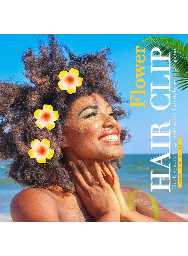 Zoestar Hawaii Plumeria Flower Hair Clips 3Pcs Beach Flower Foam Hair Accessory For Women And Girls (B-Yellow) - Image 3