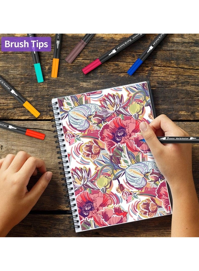 Huitich 48 Pcs Dual Brush Pens Set with Zipper Case for Drawing and Coloring - Image 2