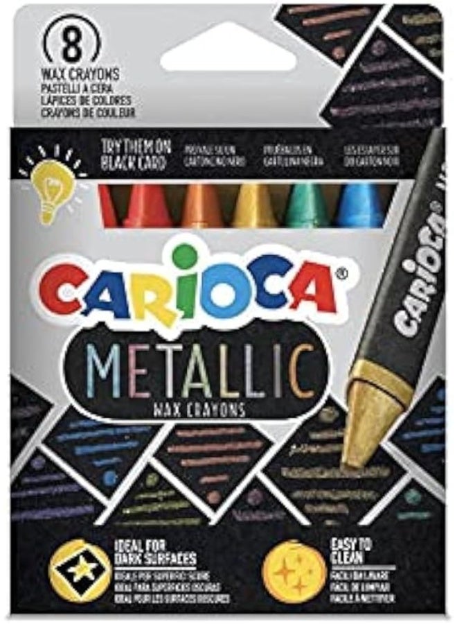 كاريوكا علبة أقلام تلوين معدنية من كاريوكا، 8 قطع من أقلام الشمع - Image 1