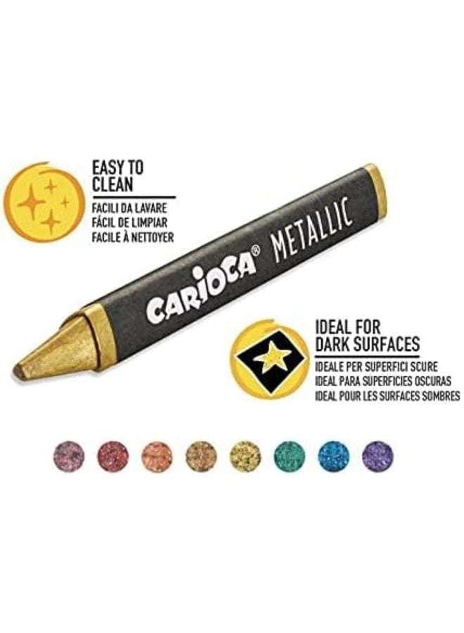 كاريوكا علبة أقلام تلوين معدنية من كاريوكا، 8 قطع من أقلام الشمع - Image 3