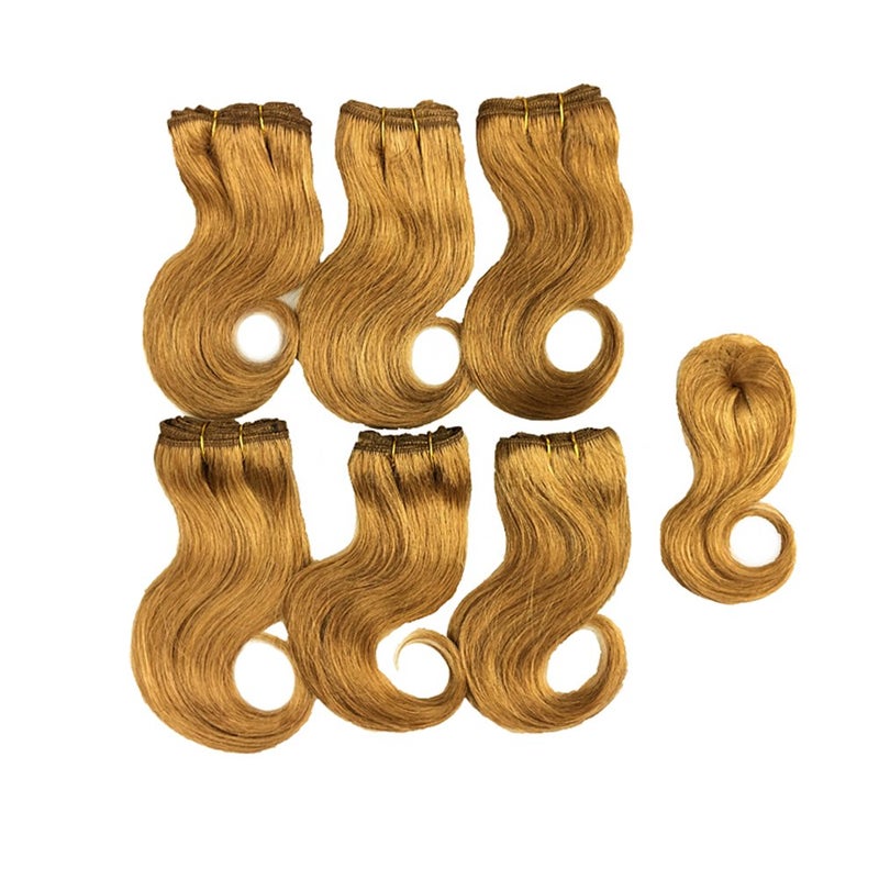 Violet Beauty Brazilian Virgin Short Hair Extensions Honey Blonde Body Wave Bundles With Closure 8 inch Bob Weave Human Hair - Image 4