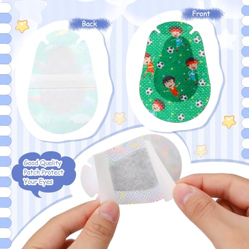 Copkim 100 Pcs Adhesive Eye Patches for Kids Boys 20 Styles Breathable Boy Eye Patch Bulk Light Blocking Cotton Adhesive Bandages for Toddler Boys, 3 x 2 Inch - Image 4