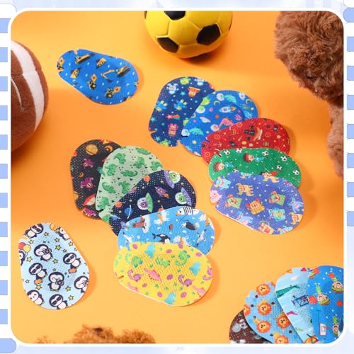 Copkim 100 Pcs Adhesive Eye Patches for Kids Boys 20 Styles Breathable Boy Eye Patch Bulk Light Blocking Cotton Adhesive Bandages for Toddler Boys, 3 x 2 Inch - Image 5