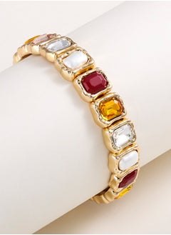 HaveDream High Quality And Exquisite Women's Alloy Bracelet, Colored Glass Diamond Temperament Bracelet - Red And Yellow  - Image 4