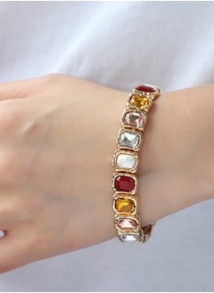 HaveDream High Quality And Exquisite Women's Alloy Bracelet, Colored Glass Diamond Temperament Bracelet - Red And Yellow  - Image 2