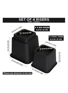 TOP CHOICE Bedding Premium Adjustable Furniture Risers - 5 to 9 Inch Bed Riser, Table Riser, Chair Riser Sofa Riser - 8 Piece Set (Black)  - Image 4