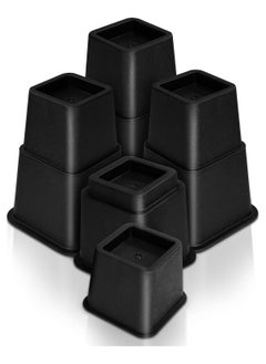 TOP CHOICE Bedding Premium Adjustable Furniture Risers - 5 to 9 Inch Bed Riser, Table Riser, Chair Riser Sofa Riser - 8 Piece Set (Black)  - Image 1