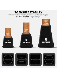 TOP CHOICE Bedding Premium Adjustable Furniture Risers - 5 to 9 Inch Bed Riser, Table Riser, Chair Riser Sofa Riser - 8 Piece Set (Black)  - Image 2