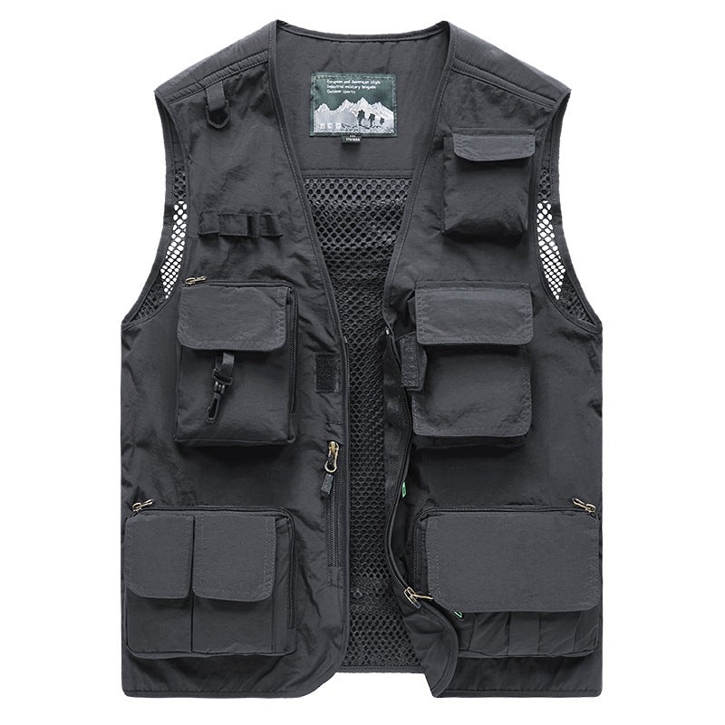 Multi-Pocket Vest Street Wear Sports Loose Vest Men'S Waistcoat Sleeveless Fishing Jacket Custom Logo - Image 4