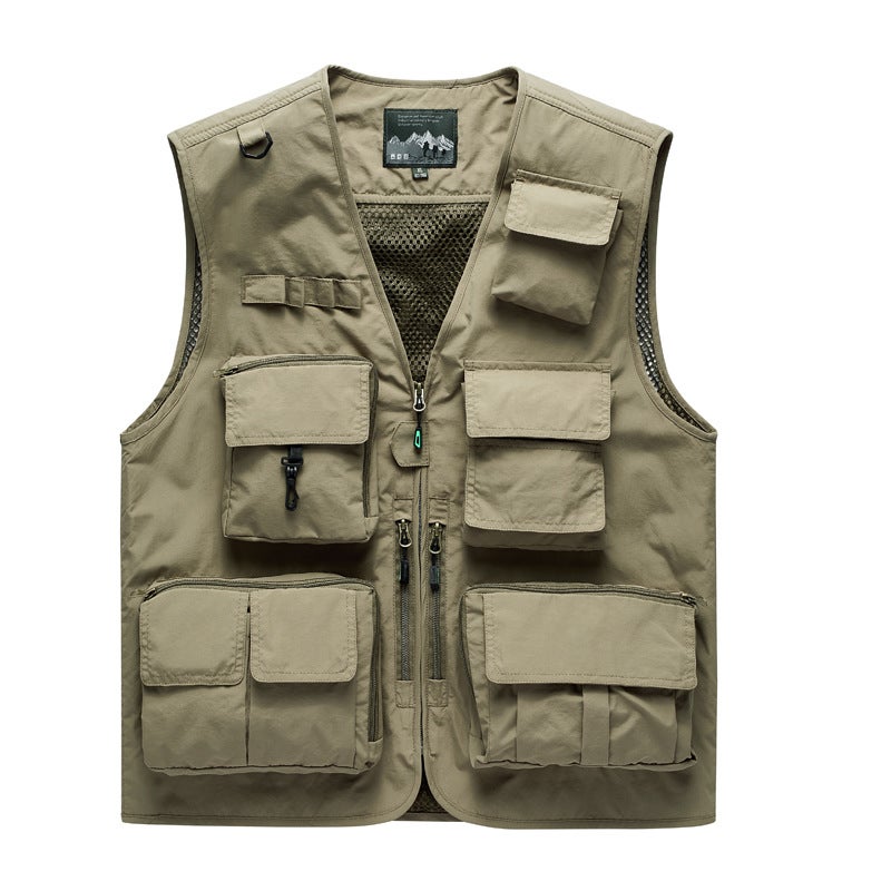 Multi-Pocket Vest Street Wear Sports Loose Vest Men'S Waistcoat Sleeveless Fishing Jacket Custom Logo - Image 1