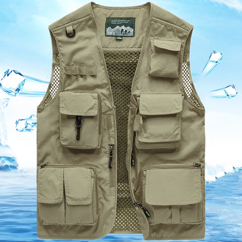 Multi-Pocket Vest Street Wear Sports Loose Vest Men'S Waistcoat Sleeveless Fishing Jacket Custom Logo - Image 2