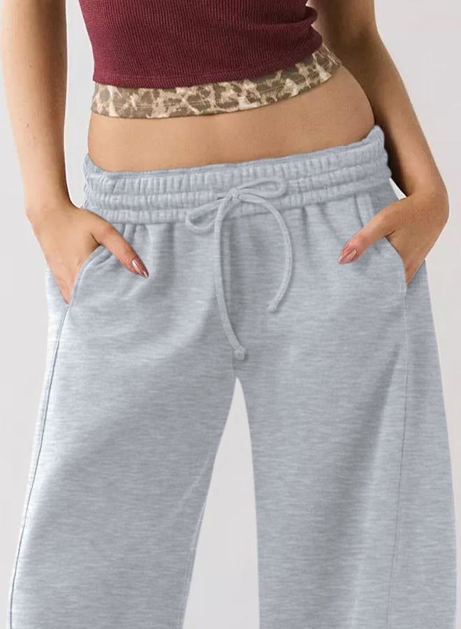 FACDIBY Womens Barrel Ankle Sweatpants Fleece Lined Baggy Sweat Pants Interior Drawstring Trousers with Pockets, Grey, S - Image 5