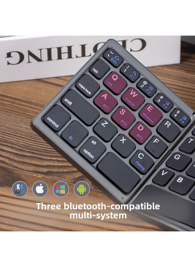 B089 Three-model Folding Bluetooth Keyboard Tablet Mobile Phone Portable Mini Keyboard Mouse Suit Charging Folding Keyboard-Color:B033Plus 【Silver White】 Free Storage Bag - Image 4
