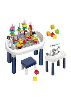 6-in-1 Kids Block Table Set with Chair, 49 Pieces Building Blocks, Educational Activity Table for Ages 3+