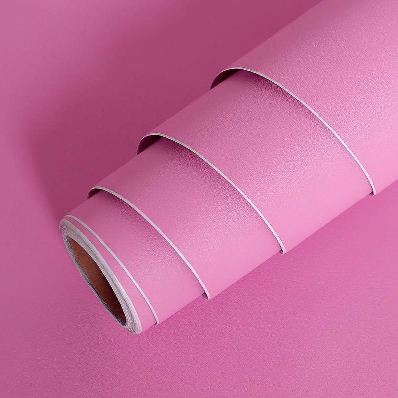 LACHEERY Pink Contact Paper 12x160 Solid Textured Wallpaper Stick and Peel Pink Wall Paper Roll Peel and Stick Wallpaper Decorative Self Adhesive Vinyl Paper for Girls Bedroom Dresser Drawer Liners