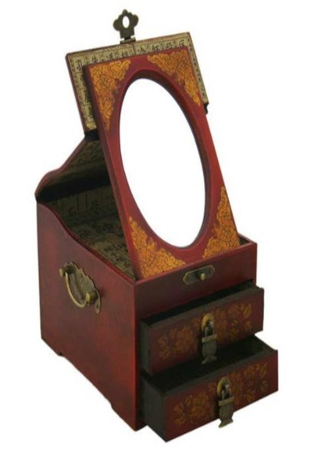 Asian Home Vintage Chinese Jewelry Keepsake Box W. Leather Surface