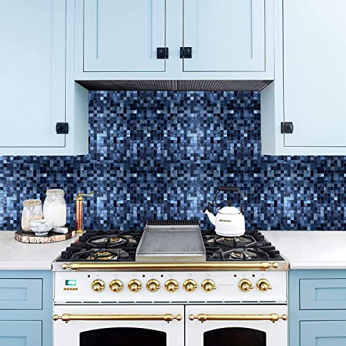 XUANINY 5-Sheet Peel and Stick Backsplash Tiles Dark Blue Surface Aluminum Mosaic Sticker for Kitchen (11.61"x11.61" Per Sheet, Pack of 5pcs) (Dark Blue) - Image 3