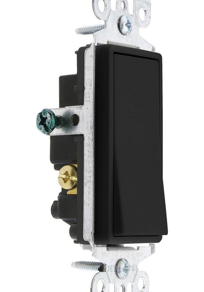 Leviton 5603-2E 15 Amp Decora Rocker 3-Way AC Quiet Switch - Black - Image 3