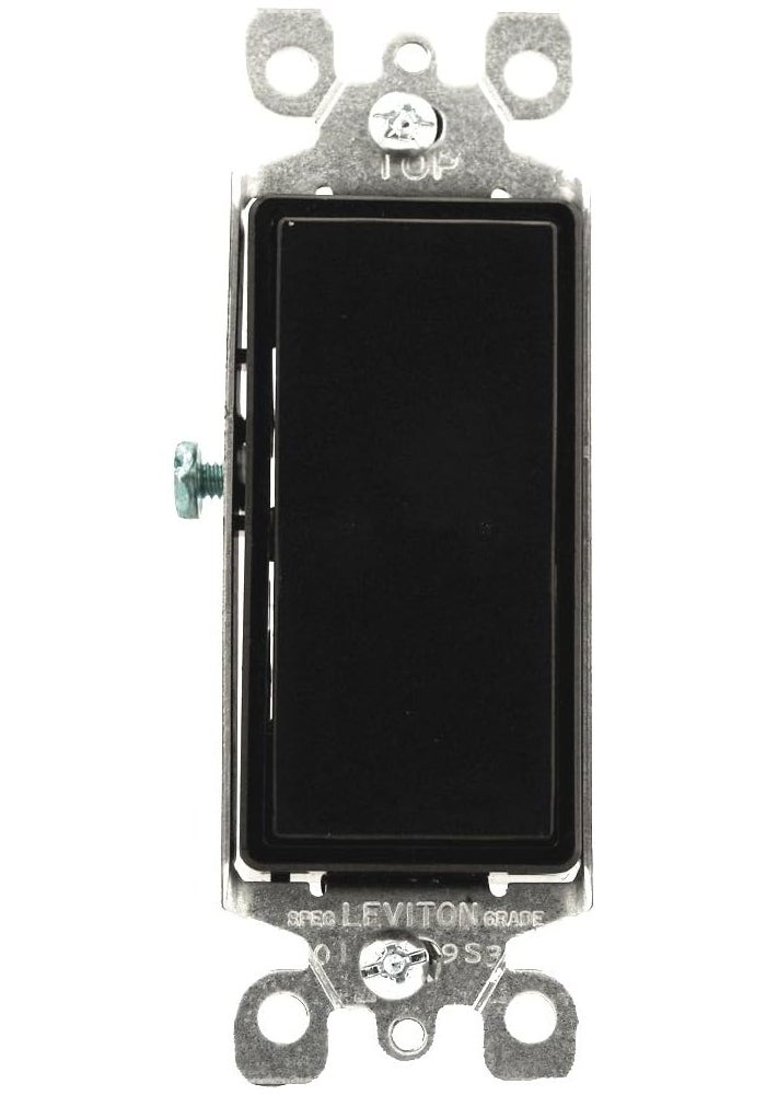 Leviton 5603-2E 15 Amp Decora Rocker 3-Way AC Quiet Switch - Black - Image 1
