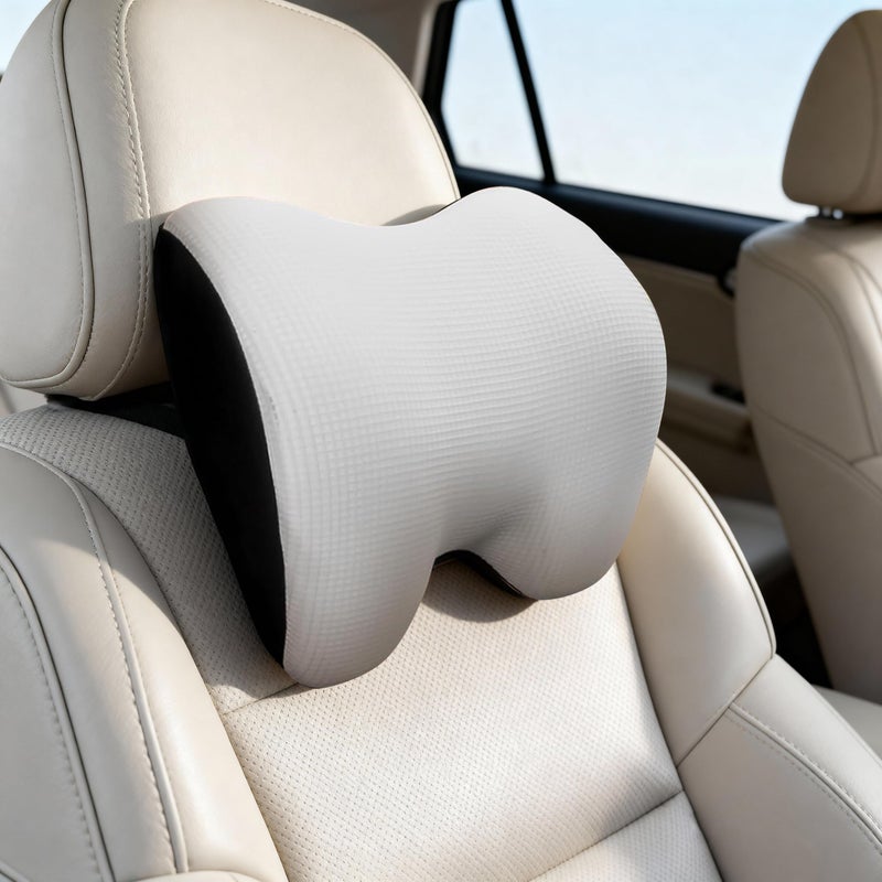 SPRFUFLY Make Comforting Car Headrest Pillow, Car Pillow for Driving with Adjustable Strap, 100% Memory Foam Neck Cushion, Breathable Removable Cover & Ergonomic Design - Car Neck Pillow(Moonlight-Silver, 1PC) - Image 1