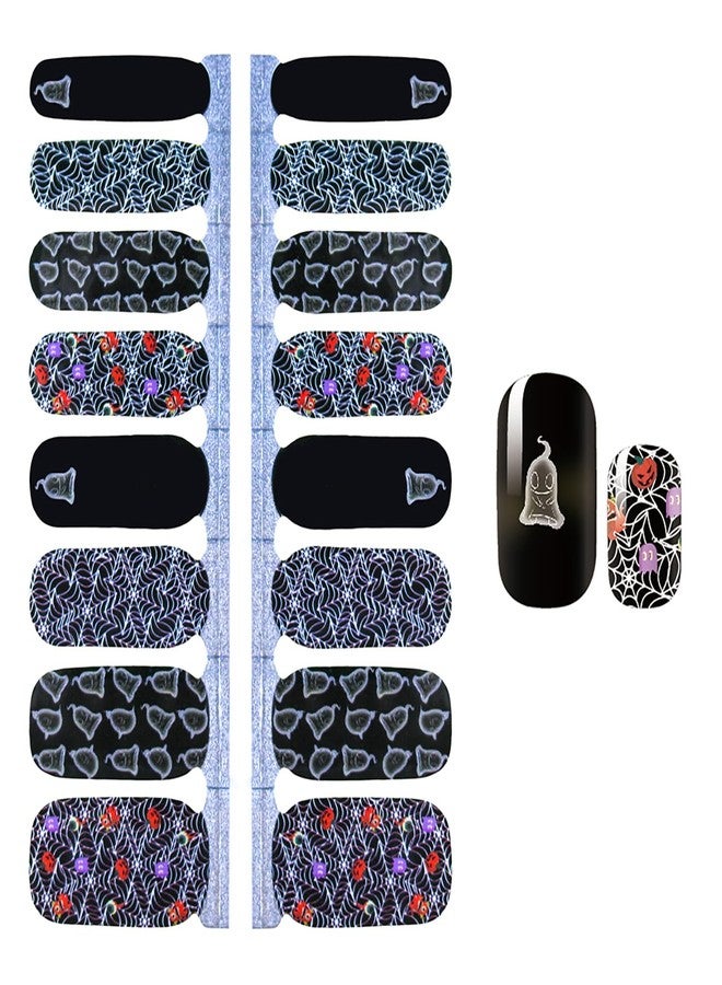 SILPECWEE 5 Sheets Nail Polish Strips Glow in The Dark Nail Wraps Halloween Self Adhesive Nail Polish Stickers for Women Fluorescence Gel Nail Strips Nail Accessories with 1pc Nail File - Image 5