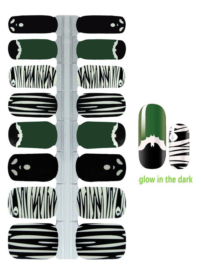 SILPECWEE 5 Sheets Nail Polish Strips Glow in The Dark Nail Wraps Halloween Self Adhesive Nail Polish Stickers for Women Fluorescence Gel Nail Strips Nail Accessories with 1pc Nail File - Image 3