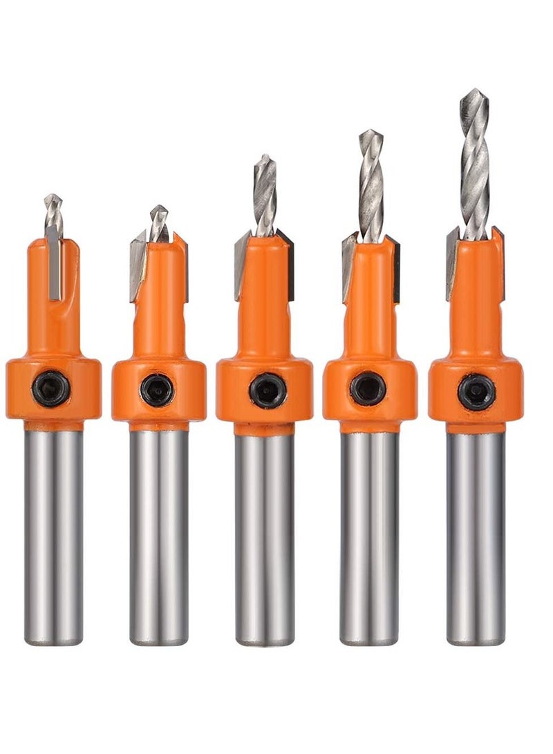 SYOSI 5 Pcs HSS Countersink Drill Bit Set, Woodworking Chamfer Screws Hole Drills Bit for Wood Drilling, Plastic, Drilling Holes（2.8mm, 3mm, 3.2mm, 3.5mm, 4mm）Drill Tools & Accessories - Image 1