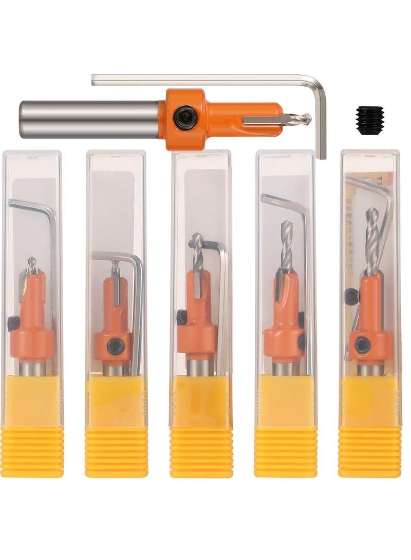 SYOSI 5 Pcs HSS Countersink Drill Bit Set, Woodworking Chamfer Screws Hole Drills Bit for Wood Drilling, Plastic, Drilling Holes（2.8mm, 3mm, 3.2mm, 3.5mm, 4mm）Drill Tools & Accessories - Image 3