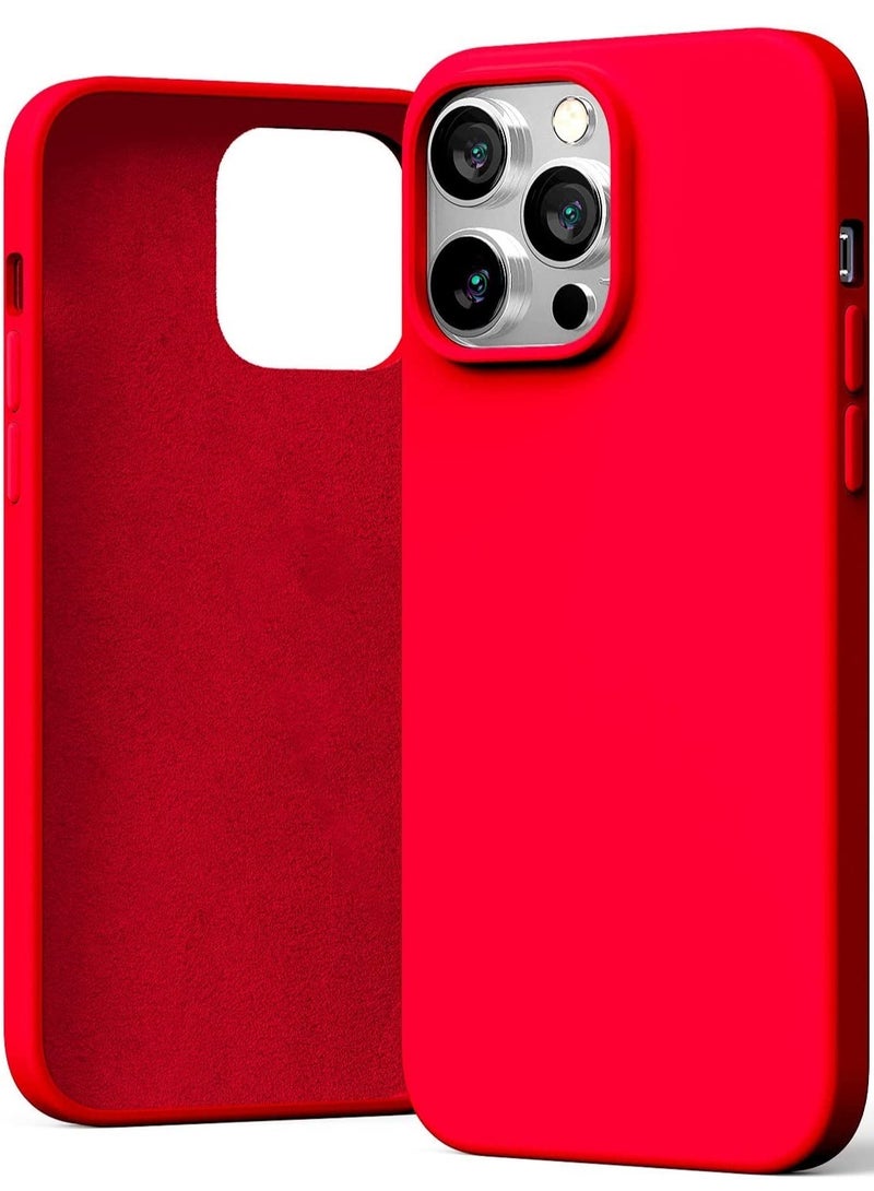 ELTRAZONE Liquid Silicone Case Compatible with iPhone 14 Pro Max (6.7 inch), Silky-Soft Touch Full Body Protection Shockproof Cover Case with Soft Microfiber Lining - Red - Image 1